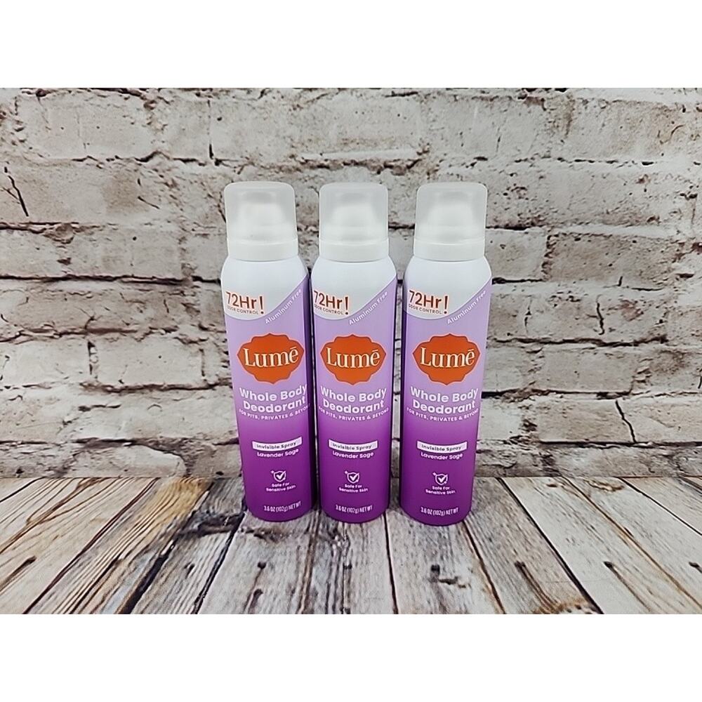 NEW 3 PACK Lume Whole Body Women's Invisible Spray Deodorant Lavender Sage 72HR